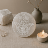 Selenite Charging Plate Hamsa 10cm - SHAMTAM.COM