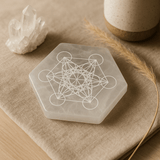Selenite Charging Plate Hexagonal 18cm - Direction And Decision - SHAMTAM.COM