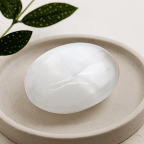 Selenite Crystal Palm Stone 6.5 cm Morocco - SHAMTAM.COM