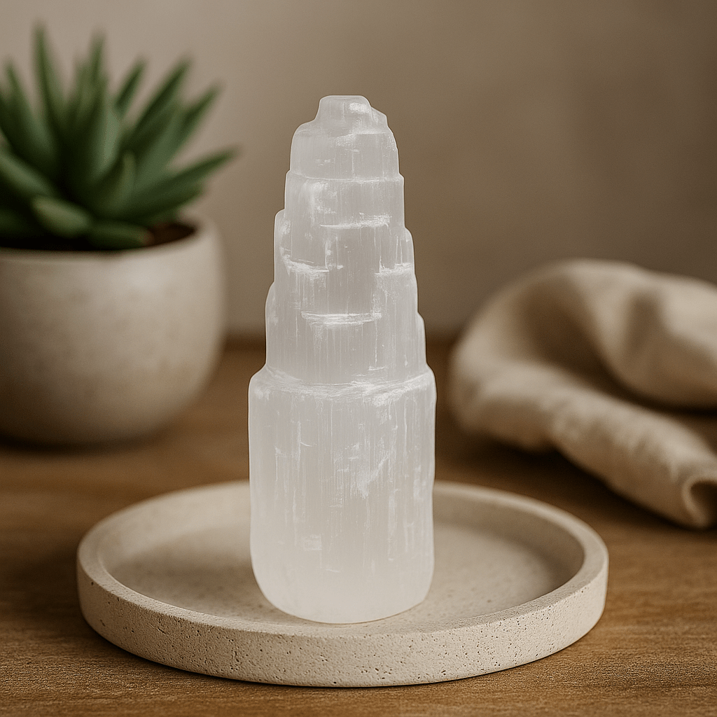 Selenite Crystal Tower - 15 cm - SHAMTAM.COM