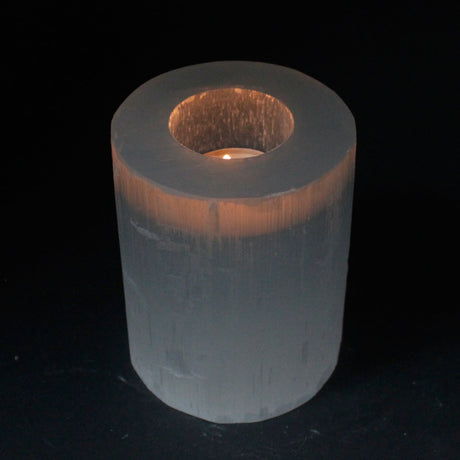 Selenite Candle Holder - Cylinder 10 cm - SHAMTAM.COM