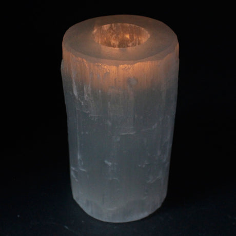 Selenite Candle Holder - Cylinder 15 cm - SHAMTAM.COM