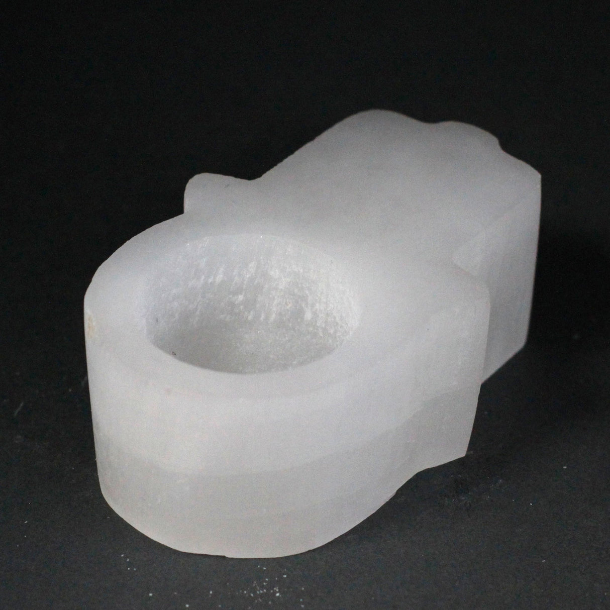 Selenite Candle Holder Hamsa - SHAMTAM.COM