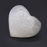 Selenite Heart - 7 - 8cm - Mandala Engraved - SHAMTAM.COM