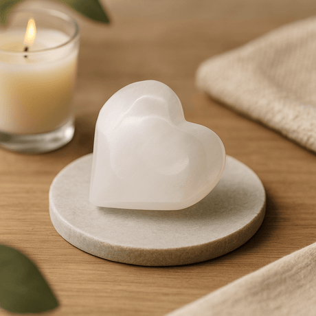 Selenite Heart Crystal 7 - 8 cm - SHAMTAM.COM