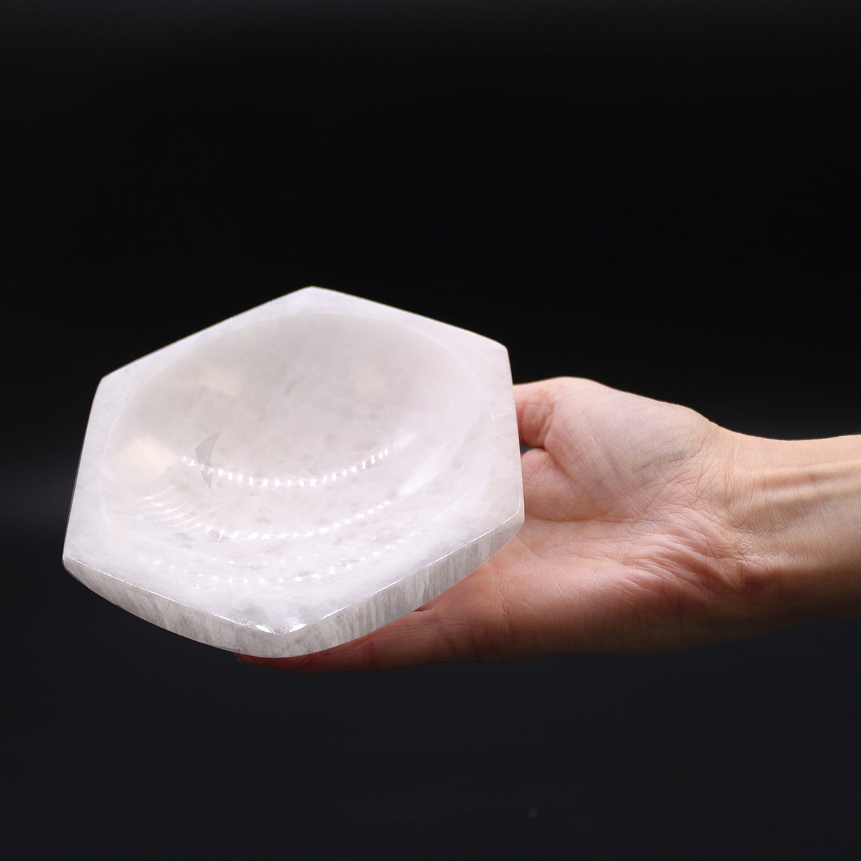 Selenite Bowl Hex - 15cm - SHAMTAM.COM