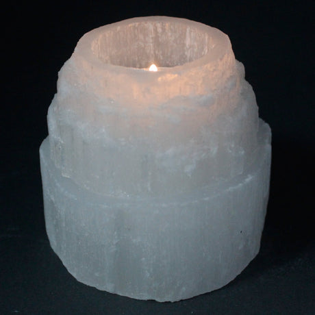 Selenite Candle Holder - Mountain Top 8 cm - SHAMTAM.COM