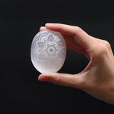 Selenite Palm Stone - Mandala Engraved - SHAMTAM.COM