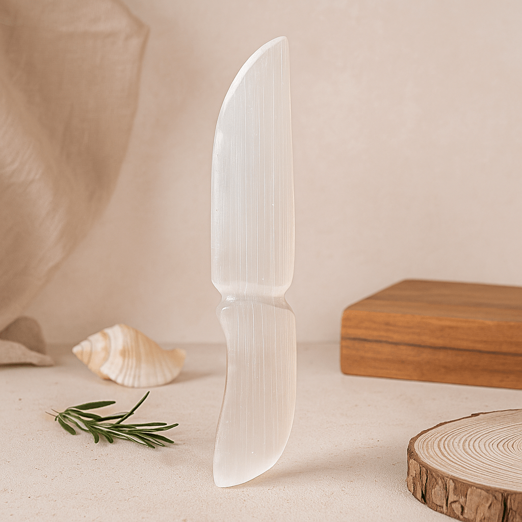 Selenite Ritual Knife Athame - SHAMTAM.COM