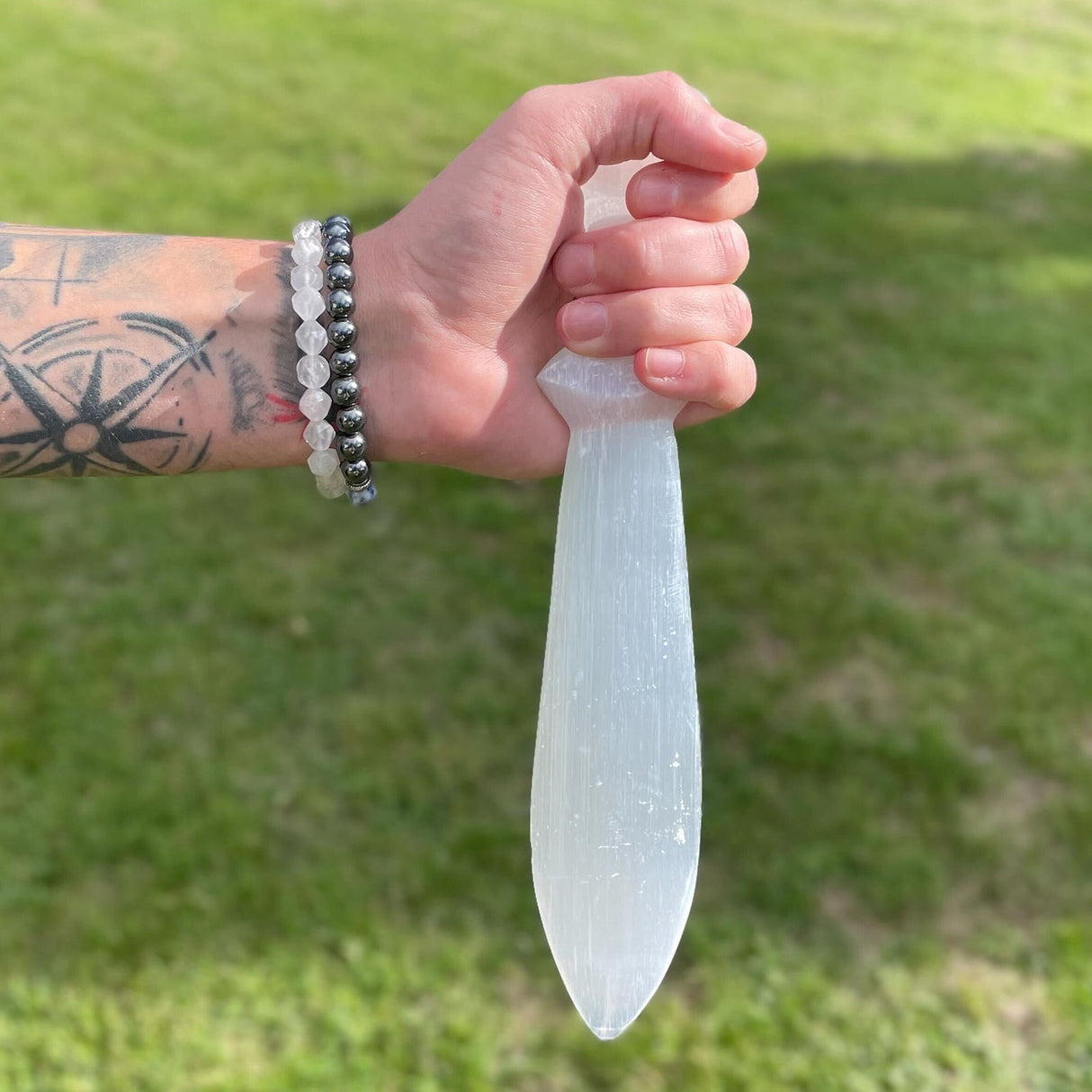 Selenite Ritual Knife - Spiral 25cm - SHAMTAM.COM