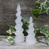 Selenite Spiral Unicorn Horn Tower - 10 cm - SHAMTAM.COM