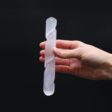 Selenite Wand Spiral - 16 cm ( Round Both Ends) - SHAMTAM.COM