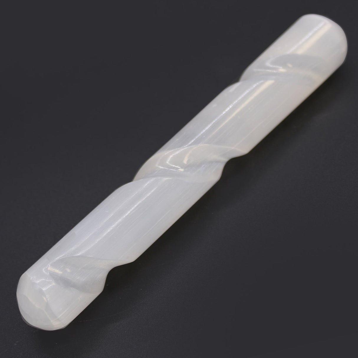 Selenite Wand Spiral - 16 cm ( Round Both Ends) - SHAMTAM.COM