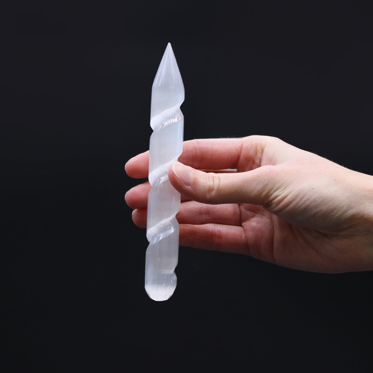 Selenite Wand Spiral - 16 cm (Point One Ends) - SHAMTAM.COM