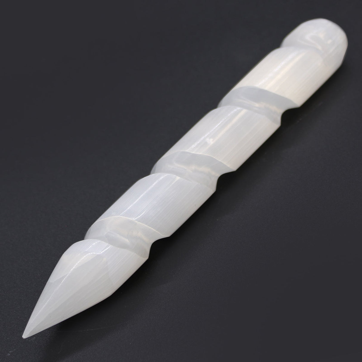 Selenite Wand Spiral - 16 cm (Point One Ends) - SHAMTAM.COM