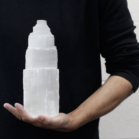 Natural Selenite Lamp - Tower 25 cm - SHAMTAM.COM