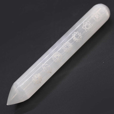 Selenite Wand - 16 cm (Point one End) 7 Chakra - SHAMTAM.COM