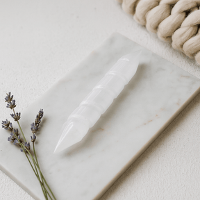 Selenite Wand Double Terminated Spiral 16 cm - SHAMTAM.COM