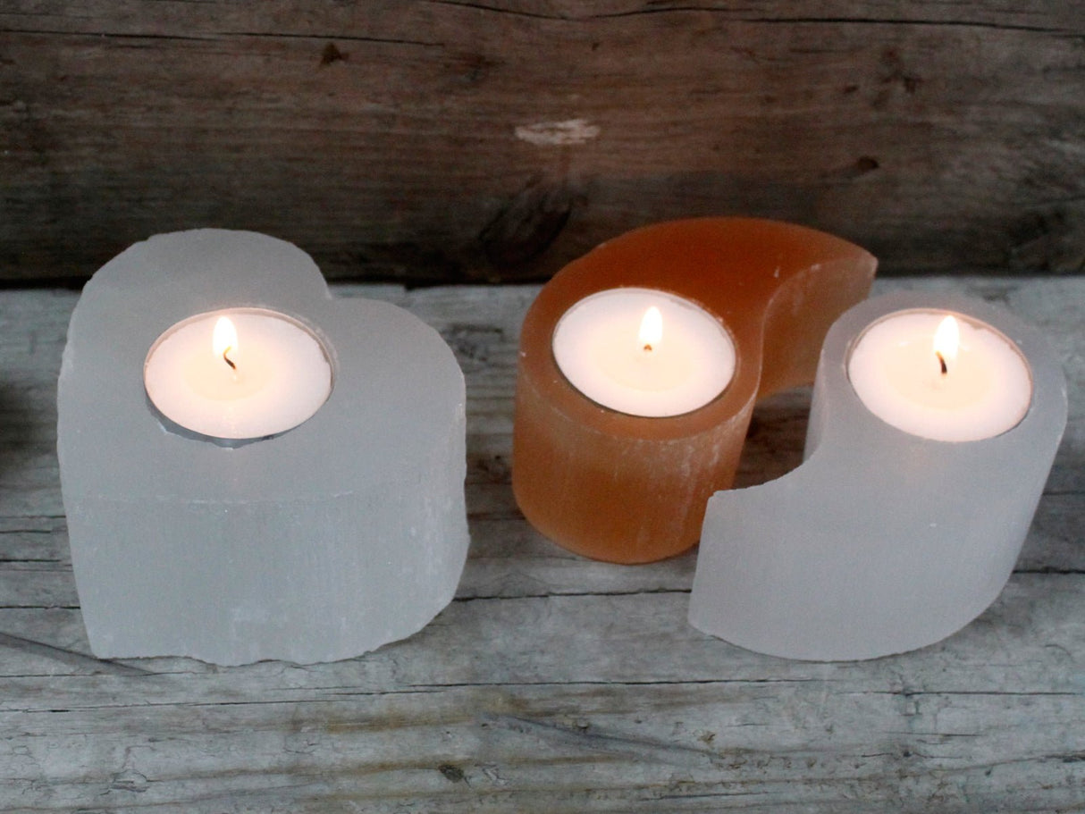 Selenite Ying Yang Candle Holder - SHAMTAM.COM