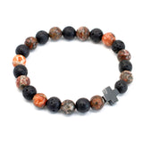 Couple Bracelets - Eternity - Leopard Skin Jasper & Lava Stone - SHAMTAM.COM