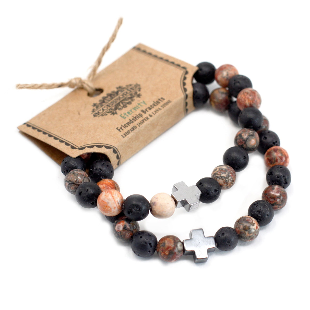 Couple Bracelets - Eternity - Leopard Skin Jasper & Lava Stone - SHAMTAM.COM