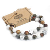 Couple Bracelets - Peace - Picasso Jasper & White Howlite - SHAMTAM.COM