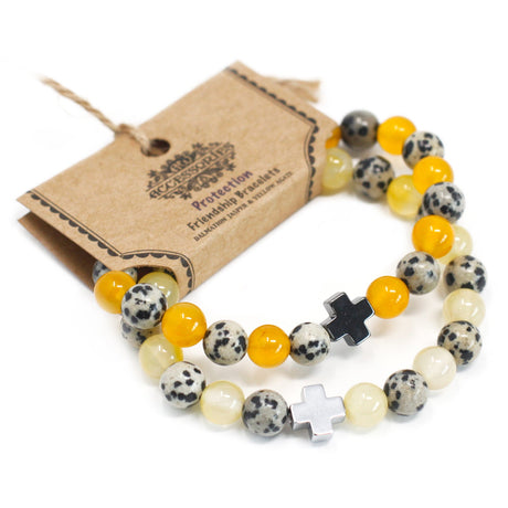 Couple Bracelets - Protection - Dalmatian Jasper & Yellow Agate - SHAMTAM.COM