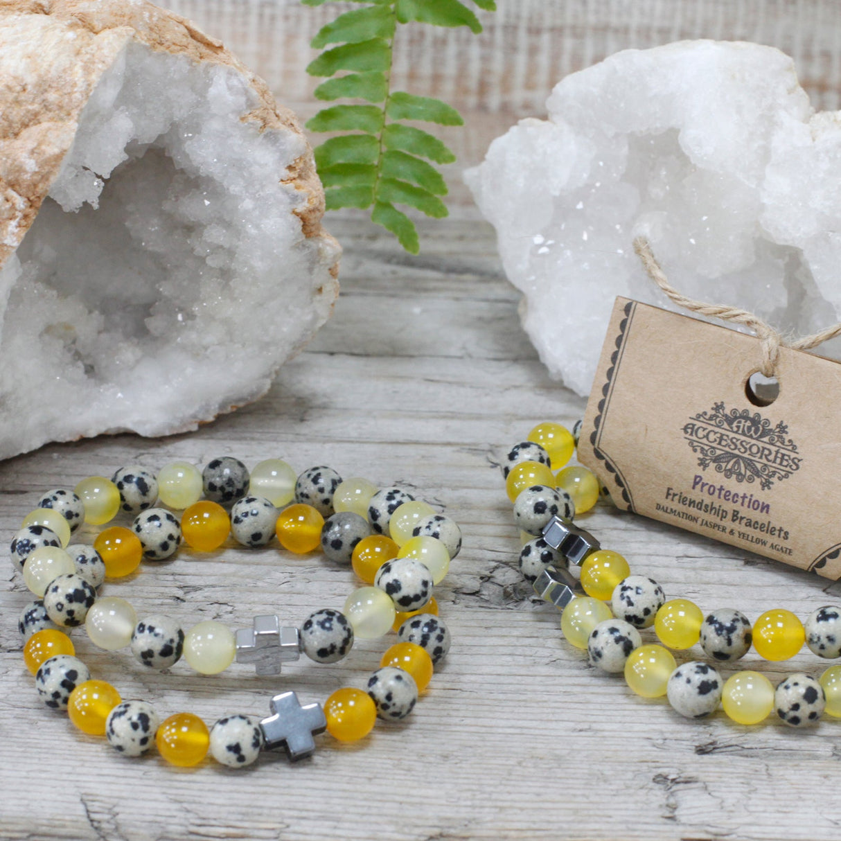 Couple Bracelets - Protection - Dalmatian Jasper & Yellow Agate - SHAMTAM.COM