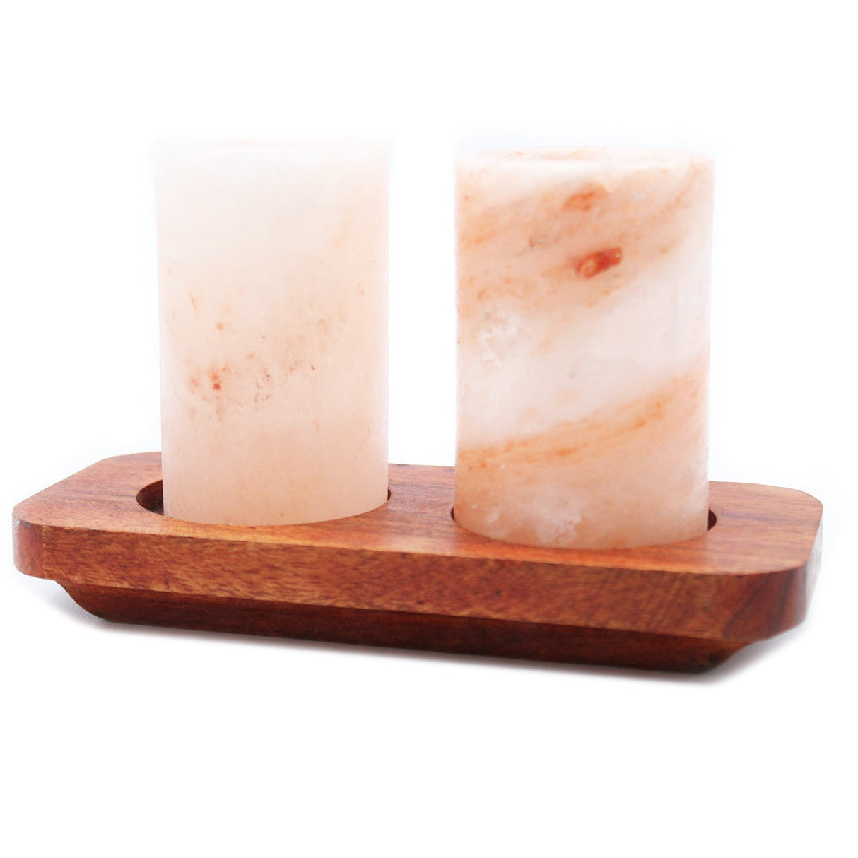 Himalayan Salt Shot Glasses & Wood Serving Stand - Set of 2 - SHAMTAM.COM