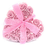 Soap Flower Heart Box - Pink Roses Set of 24 - SHAMTAM.COM