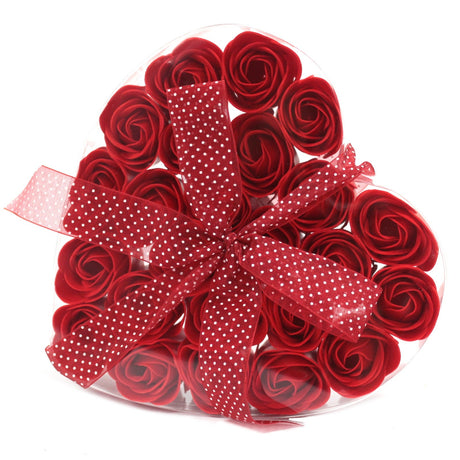 Soap Flower Heart Box - Red Roses Set of 24 - SHAMTAM.COM