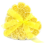 Soap Flower Heart Box - Yellow Roses Set of 24 - SHAMTAM.COM