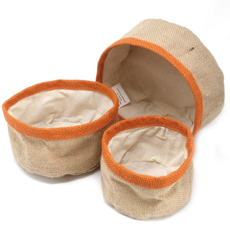 Set of 3 Natural Jute Baskets - Turmeric - SHAMTAM.COM