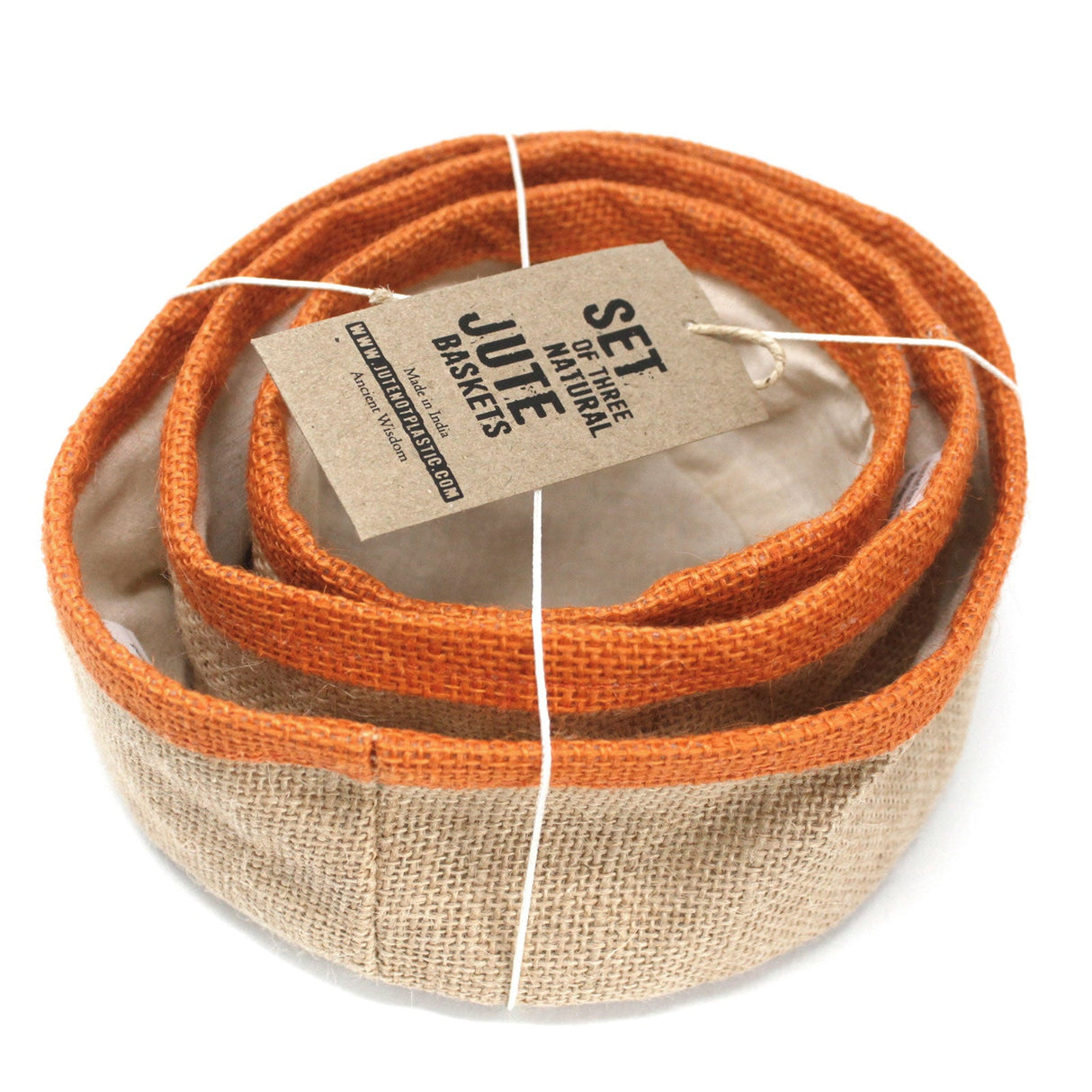 Set of 3 Natural Jute Baskets - Turmeric - SHAMTAM.COM