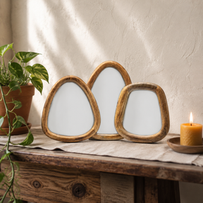 Set of 3 Pebble Shaped Mirrors - Dark Brown Finish
