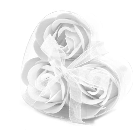 Set of 3 Soap Flower Heart Box - White - SHAMTAM.COM