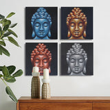 Set of 4 Buddha Heads Sand Detail 40x40cm - SHAMTAM.COM