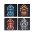 Set of 4 Buddha Heads Sand Detail 40x40cm - SHAMTAM.COM