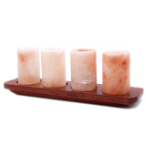 Himalayan Salt Shot Glasses & Wood Serving Stand - Set of 4 - SHAMTAM.COM