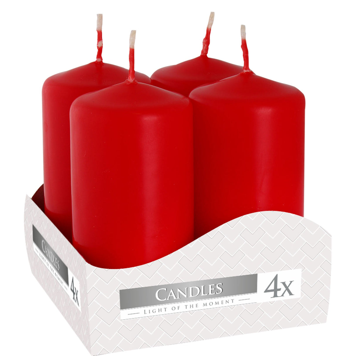 Set of 4 Pillar Candles 40x80mm - Red - SHAMTAM.COM