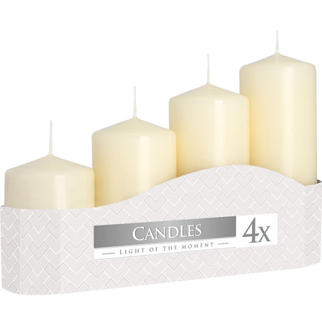 Set of 4 Pillar Candles 50mm (11/16/22/33H) - Ivory - SHAMTAM.COM