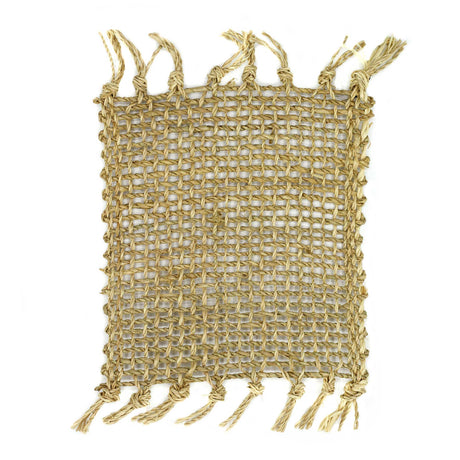Set of 4 Seagrass Fringe Natural Coasters - Natural - SHAMTAM.COM