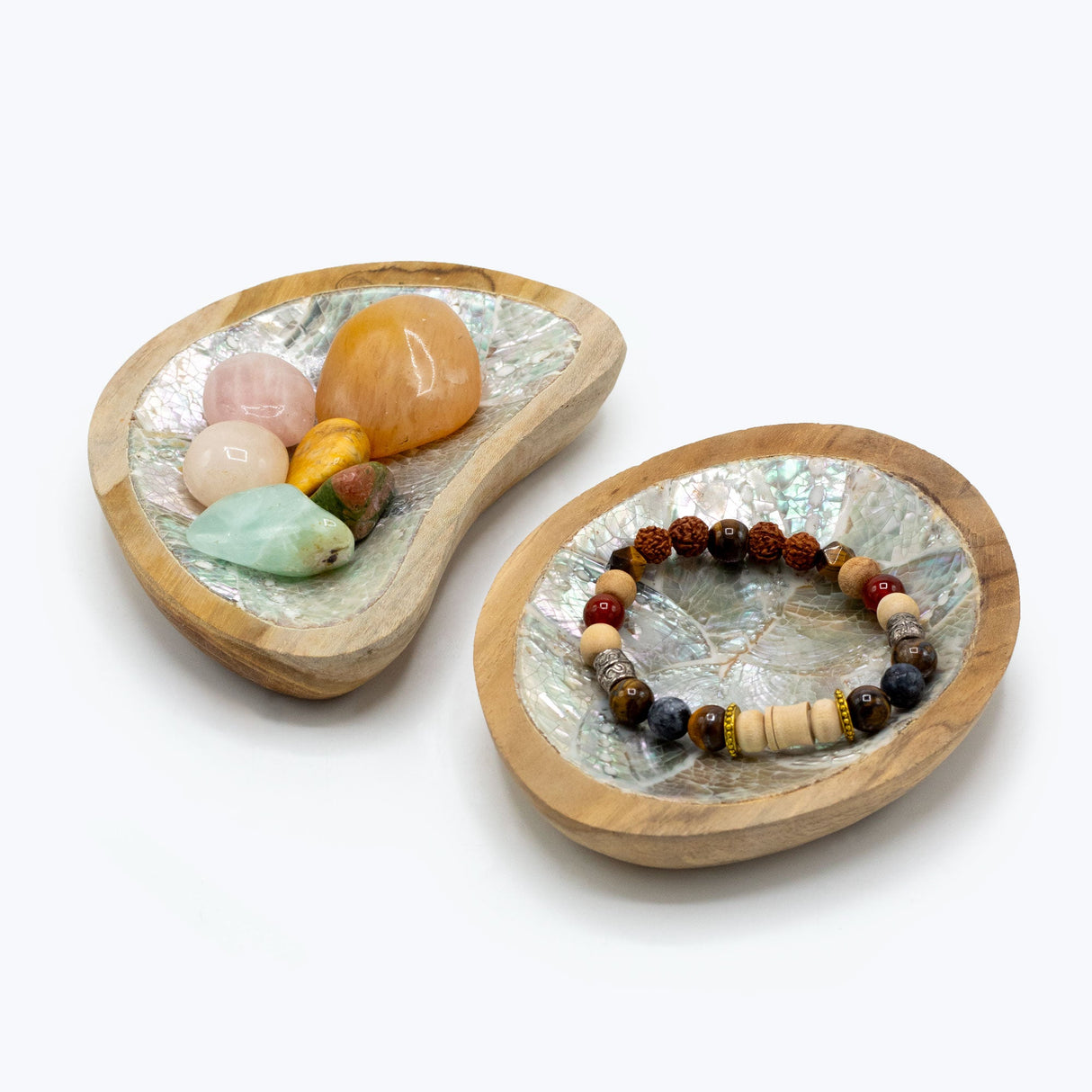 Set of 4 Teak Mini Bowls with Shell Decor (assorted) - SHAMTAM.COM
