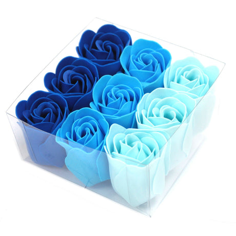 Set of 9 Soap Flowers - Blue Wedding Roses - SHAMTAM.COM