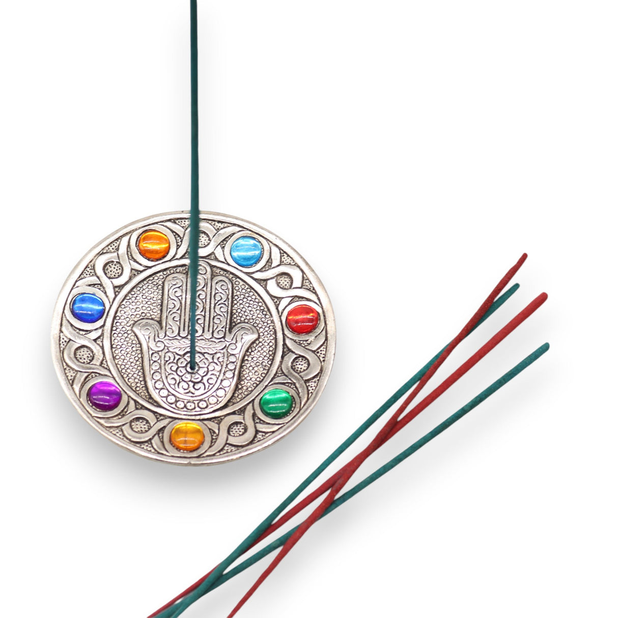Seven Chakra Hamsa Incense Burner - SHAMTAM.COM