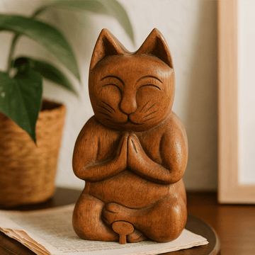 Scatola Puzzle in Legno di Sheesham, Gatto Yoga