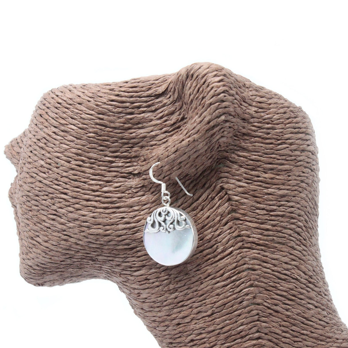 Shell & Silver Earrings - Classic Disc - MOP - SHAMTAM.COM