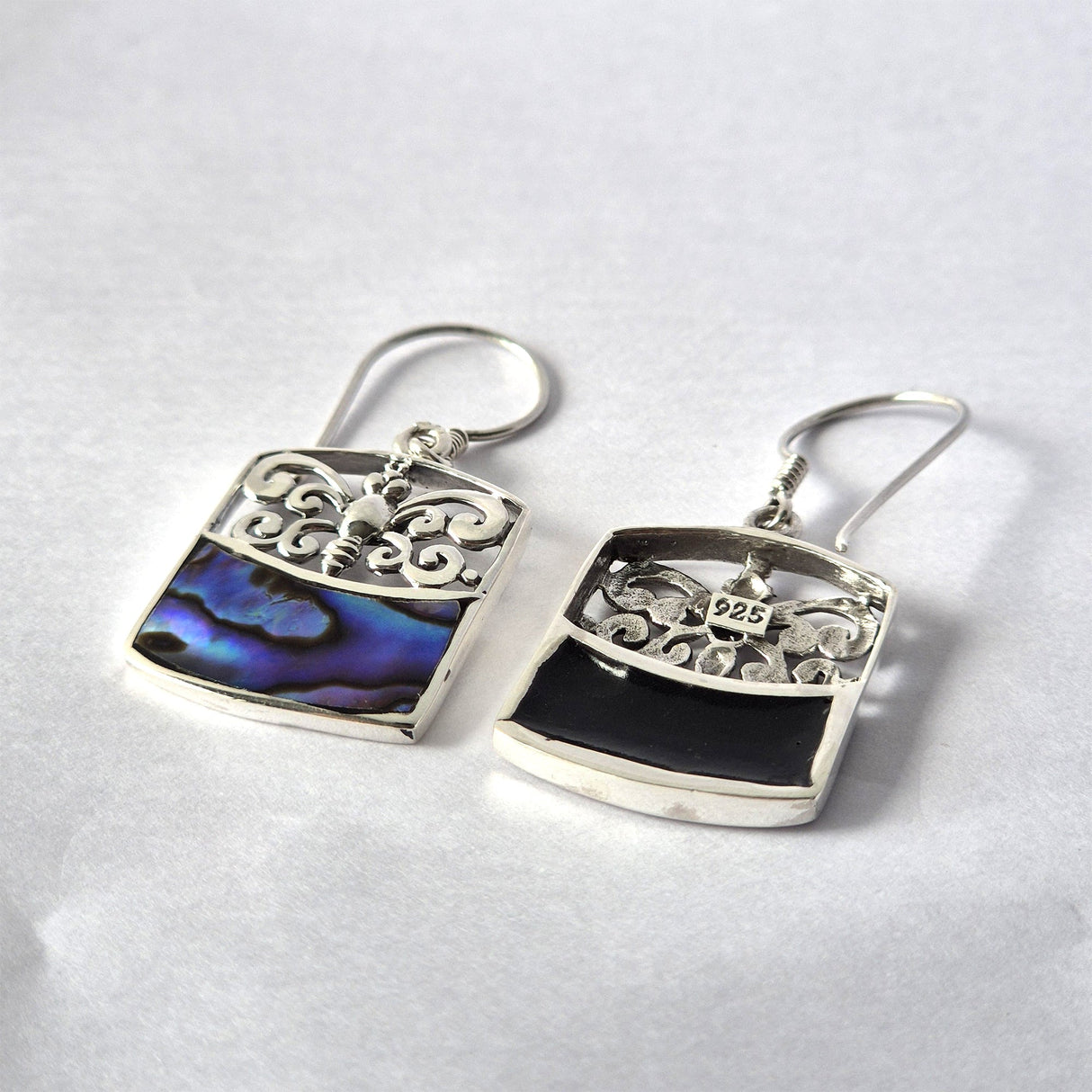 Shell & Silver Earrings - Dragonfly - Abalone - SHAMTAM.COM