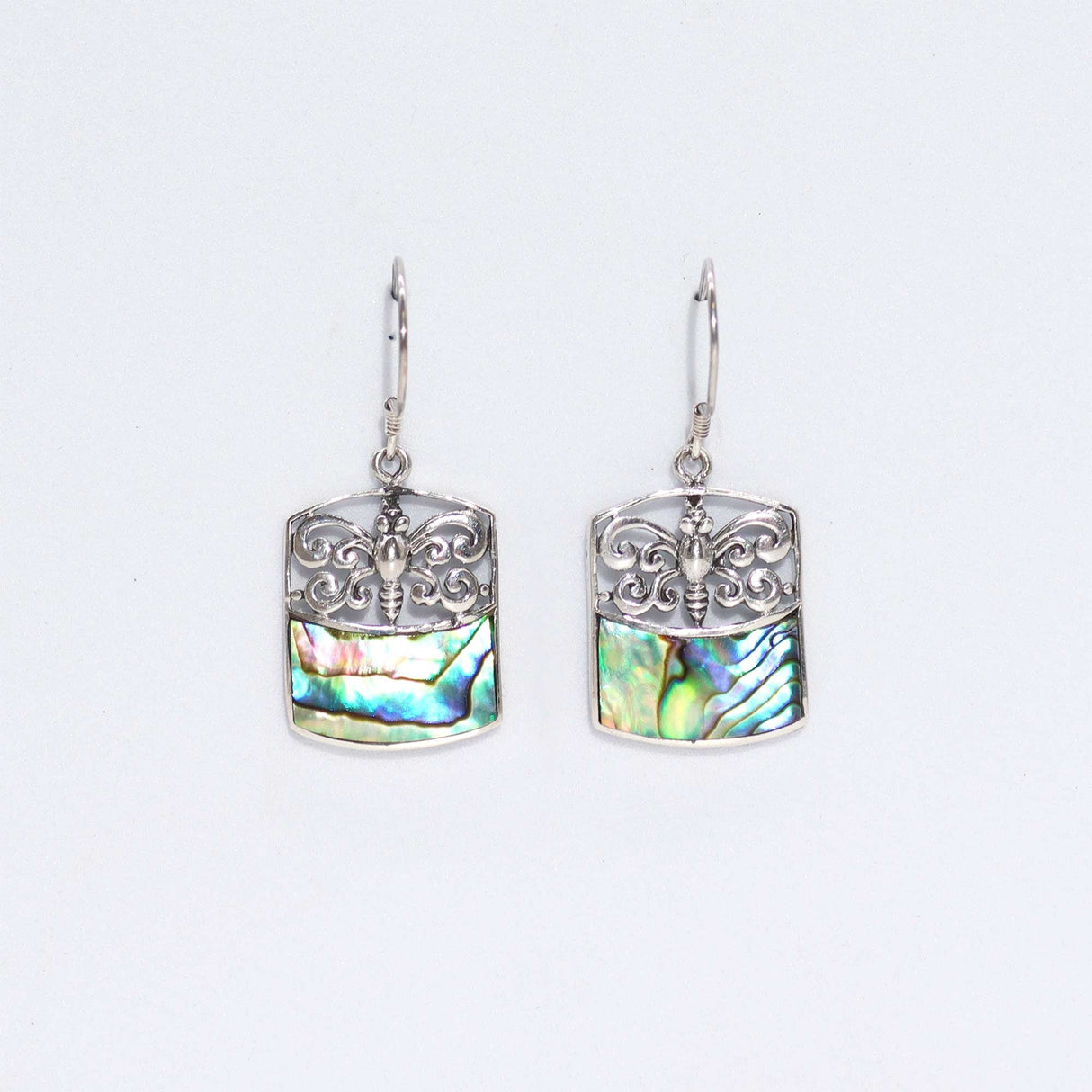 Shell & Silver Earrings - Dragonfly - Abalone - SHAMTAM.COM