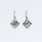 Shell & Silver Earrings - Square Dots - Abalone - SHAMTAM.COM